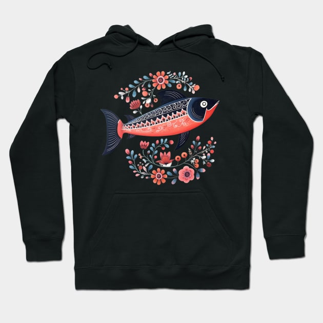 A Cute Salmon Scandinavian Art Style Hoodie by Studio Red Koala